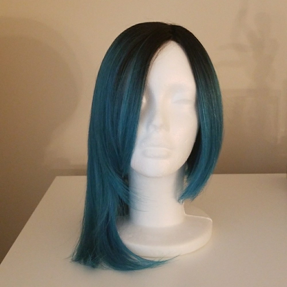 Neon blue ombre wig